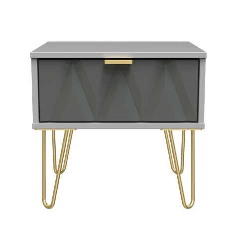 Diamond Shadow & Grey Matt 1 Drawer Bedside Cabinet