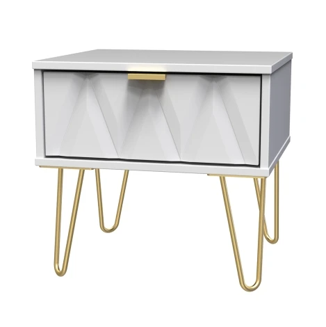 Diamond White Matt 1 Drawer Bedside Cabinet