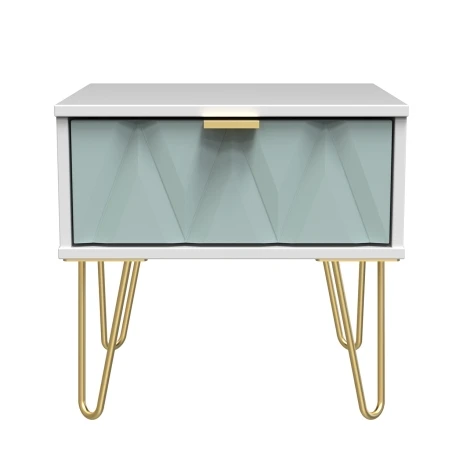 DIF016-WM-DK - Diamond Duck & White Matt 1 Drawer Bedside Cabinet