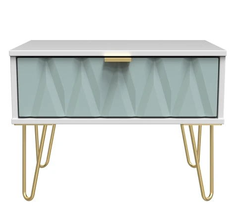 DIF022-WM-DK - Diamond Duck & White Matt 1 Drawer Medium Chest