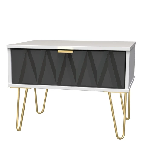 DIF022-WM-GB - Diamond Graphite & White Matt 1 Drawer Medium Chest