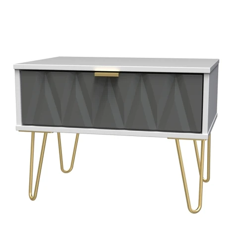 DIF022-WM-SM - Diamond Shadow & White Matt 1 Drawer Medium Chest