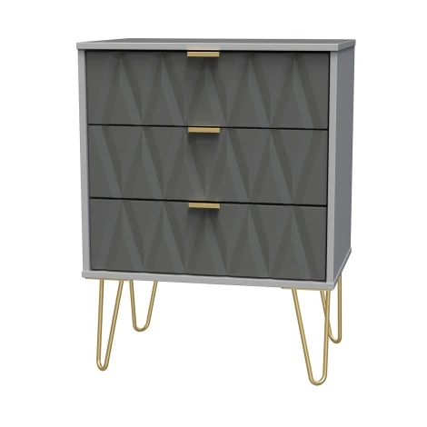 Diamond Shadow & Grey Matt 3 Drawer Medium Chest