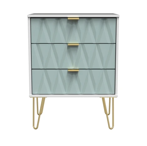 DIF023-WM-DK - Diamond Duck & White Matt 3 Drawer Medium Chest