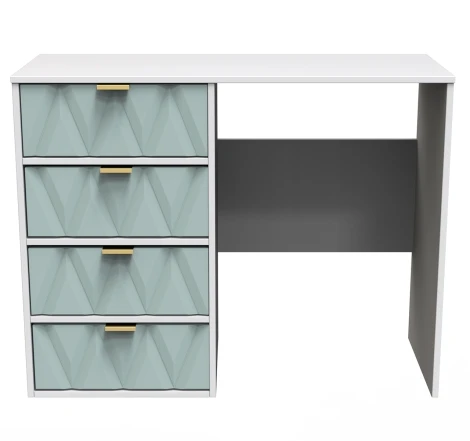 DIF028-WM-DK - Diamond Duck & White Matt Single Pedestal Vanity Table