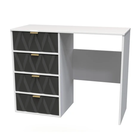 DIF028-WM-GB - Diamond Graphite & White Matt Single Pedestal Vanity Table