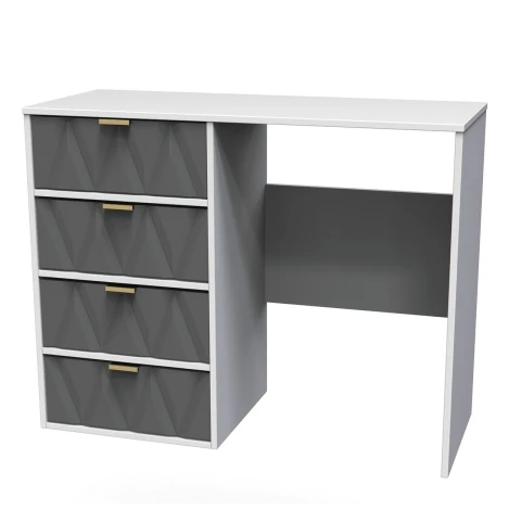 DIF028-WM-SM - Diamond Shadow & White Matt Single Pedestal Vanity Table