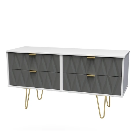 DIF036-WM-SM - Diamond Shadow & White Matt 4 Drawer Rectangular Bed Box 