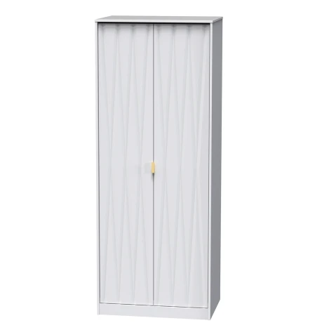Diamond White Matt 2 Door Double Tall Plain Wardrobe