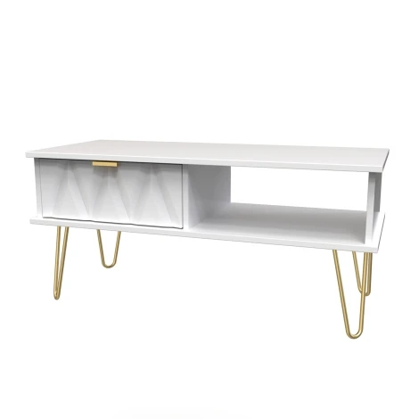 Diamond White Matt 1 Drawer Coffee Table