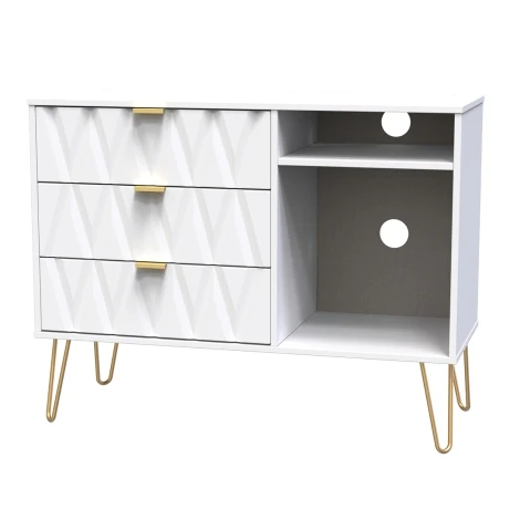 Diamond White Matt 3 Drawer TV Unit