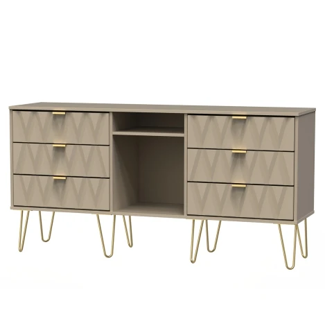 DIF247-MM - Diamond Mushroom Finish 6 Drawer TV Unit
