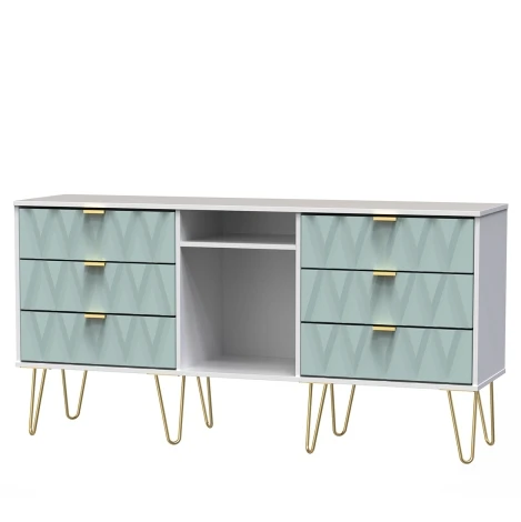 DIF247-WM-DK - Diamond Duck & White Matt 6 Drawer TV Unit