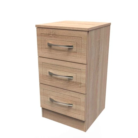 DOR001-BO-BO - Dorset Bardolino Oak 3 Drawer Bedside Cabinet