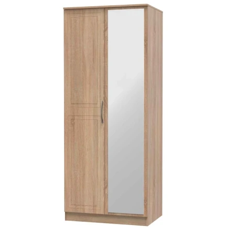 DOR057-BO-BO - Dorset Bardolino Oak 2 Door Double Mirror Wardrobe