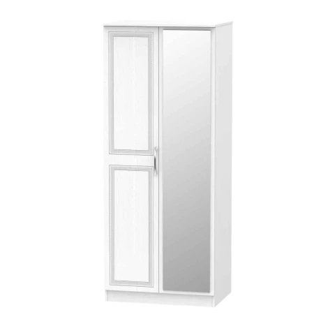 DOR057-SW-SW - Dorset Signature White 2 Door Double Mirror Wardrobe