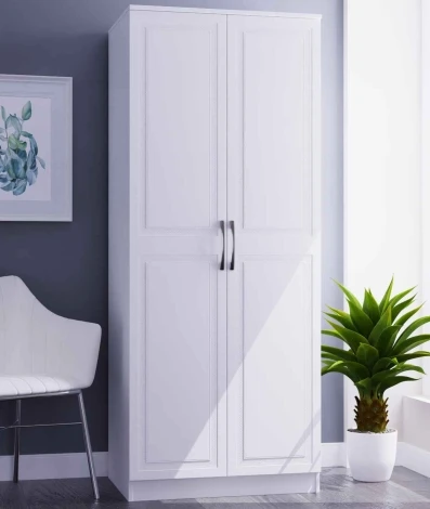 DOR060-WM-WM - Dorset White Matt 2 Door Double Plain Wardrobe