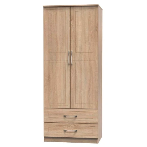 DOR061-BO-BO - Dorset Bardolino Oak 2 Door 2 Drawer Double Wardrobe