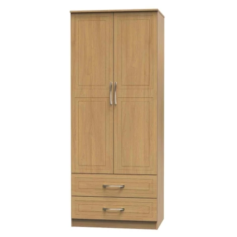 DOR061-MO-MO - Dorset Modern Oak 2 Door 2 Drawer Double Wardrobe
