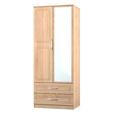 DOR062-BO-BO - Dorset Bardolino Oak 2 Door 2 Drawer Double Mirrored Wardrobe
