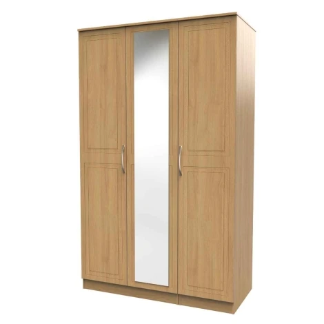 DOR137-MO-MO - Dorset Modern Oak Triple Mirror Wardrobe