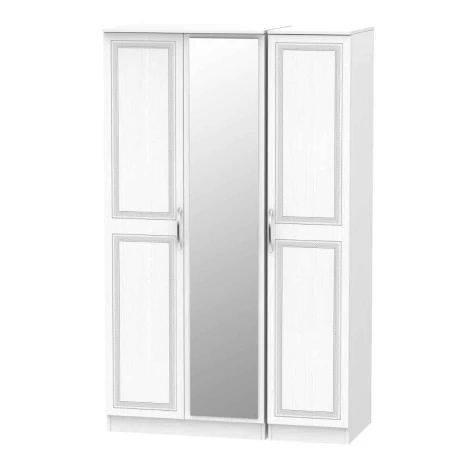 DOR137-SW-SW - Dorset Signature White Triple Mirror Wardrobe