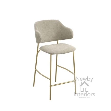 DORWHECSL - Dorchester Wheat Fabric Curved Back Counter Stool with Gold Frame (Pair)