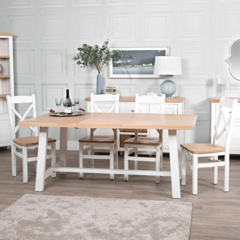 EA-18BET-W - Eaton - Oak and White - Painted - 1.8m Refectory Butterfly Extending table