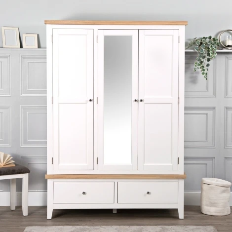Eaton - Oak and White - Painted - 3 Door 2 Drawer Wardrobe