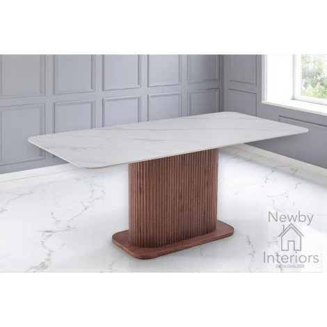 Eleanor 180cm Matte Walnut & White Sintered Stone Dining Table