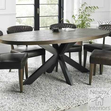 4015-6 - Ellipse Fumed Oak 8 Seater Dining Table