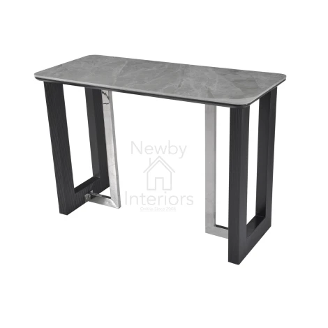 BT1404 - Engelberg Bar Table Grey Ceramic Top Black Wood Base