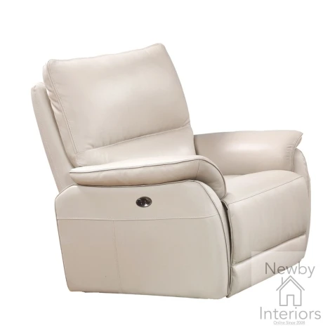 ESP-311E-CK - Esprit Chalk Leather Electric Power Recliner with Arm Pads