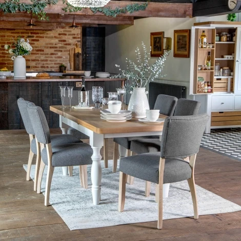 Farmhouse White & Oak 130cm Extending Dining Table