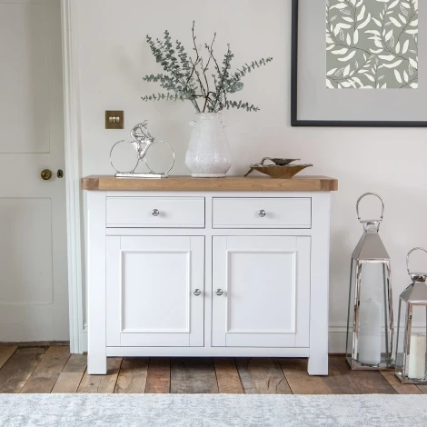 Farmhouse White & Oak Sideboard 2 Door 2 Drawer