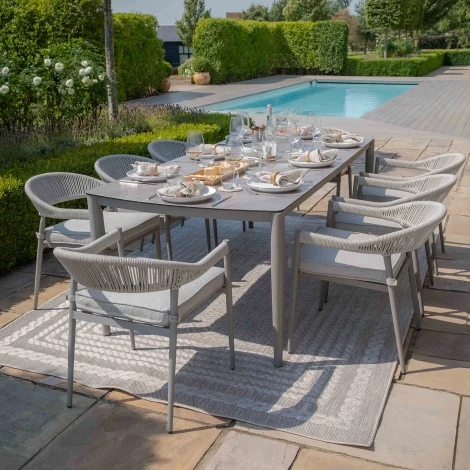 FLO-8SRDS-CL - Florence 8 Seat Rectangular Dining Set - Cool Linen
