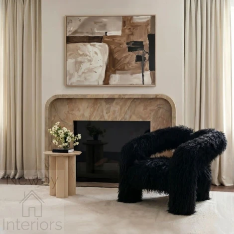 FREJETCHA - Frejya Jet Black Faux Mongolian Fur Accent Chair