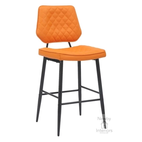 215-19-16-01-01 - Garrick Real Leather Orange Bar Stool (Pair)