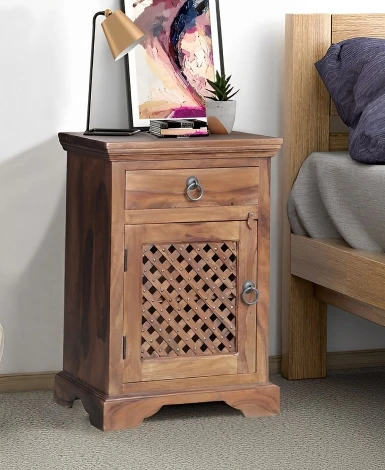 Ganga Sheesham Latic Jali Bedside