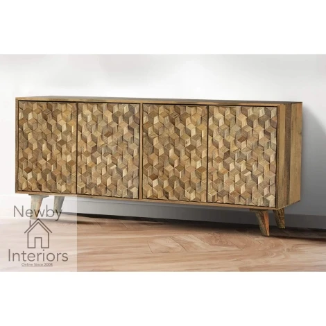 Geometric Mango 4 Door Large Sideboard