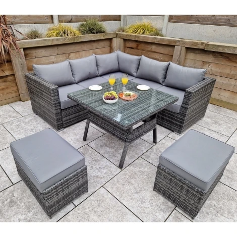 Georgia Outdoor Grey Rattan Corner Dining Sofa Set