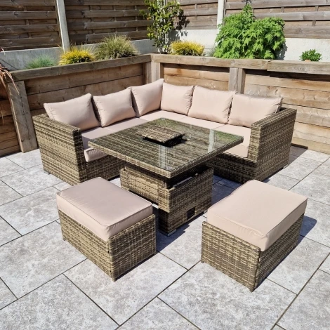 Georgia Outdoor Corner Hi/Low Dining Set With Ice Bucket