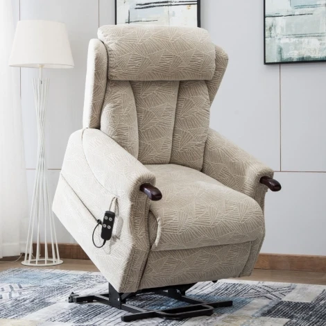 199872 - GFA Denmark Brushstroke Cream Fabric Dual Motor Electric Riser Recliner Chair