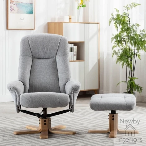 GFA Hawaii Lille Cloud Fabric Swivel Recliner Chair & Stool