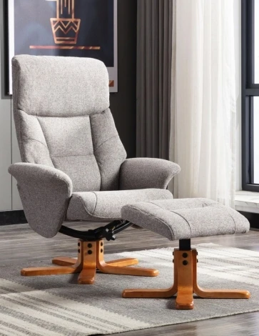 538465 - GFA Marseille Fossil Fabric Swivel Recliner Chair & Stool