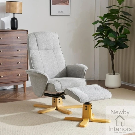 581335 - GFA Missouri Lunar Fabric 360 Swivel Recliner & Stool