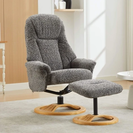 590332 - GFA Aruba Muscari Fabric Recliner & Footstool (Grey)