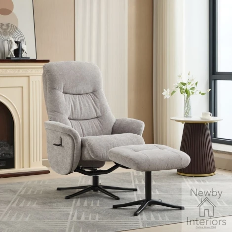 590504 - GFA Nevada Cloud Fabric 360 Swivel Recliner & Stool