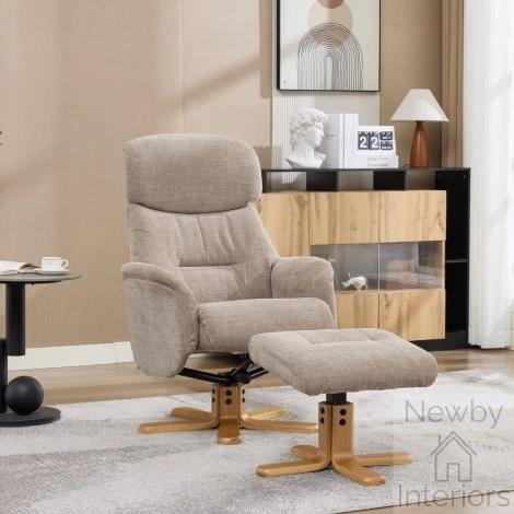 595624 - GFA Eden Swivel Recliner Chair and Footstool – Sandrift Fabric