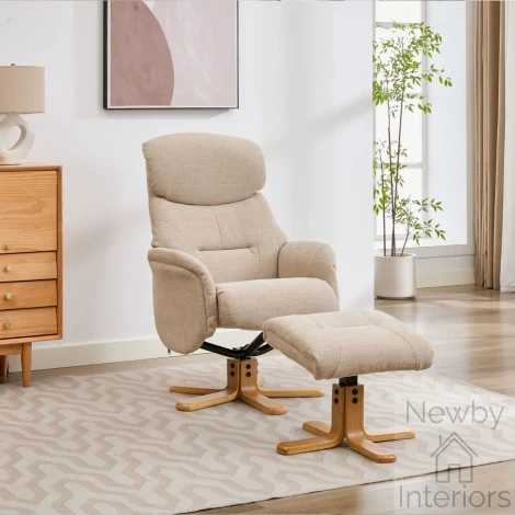 595625 - GFA Eden Swivel Recliner Chair and Footstool – Seashell Fabric